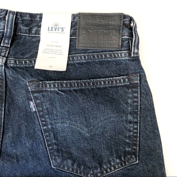 Levis Made & Crafted Slim Crop Fit Big E Japanese Denim Two Tone Jeans 30 NWT - Picture 4 of 12